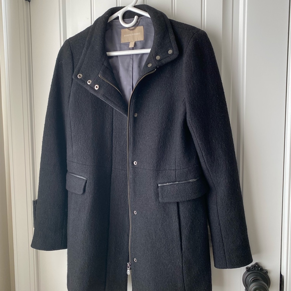 Banana Republic Black Boucle Coat